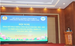Đ/C Trần Thị Phương Oanh - ĐUV, Ủy viên BCH Công đoàn trường - phát biểu tại Hội nghị