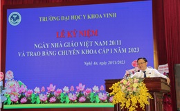 Hiệu trưởng Nguyễn Văn Tuấn phát biểu khai mạc buổi lễ